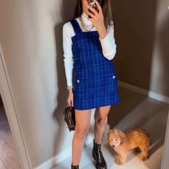 Zara Textured Pinafore Dress Bloggers Fav - Picture 2 of 6